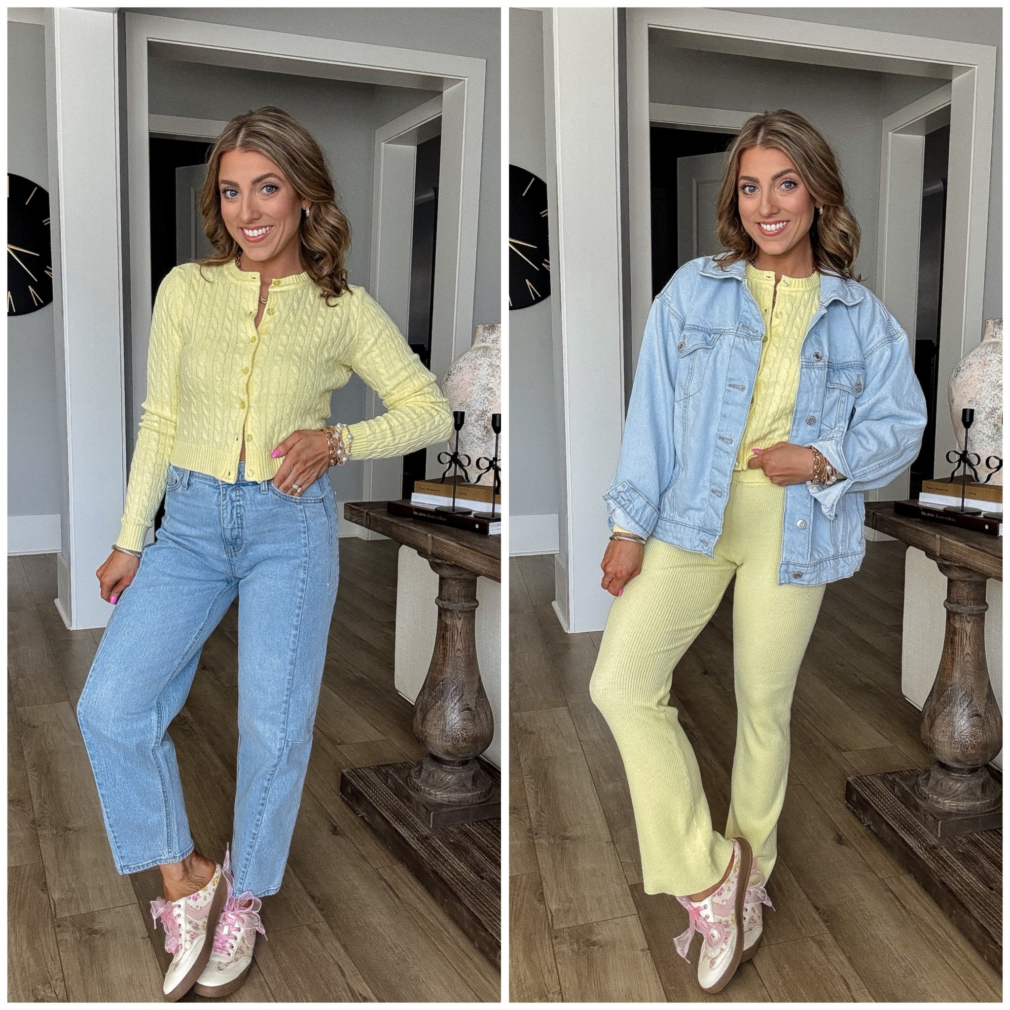 Two ways to style one $15 Walmart cardigan and I’m obsessed 💛✨

This $15 cable knit cardigan is the perfect lightweight layer for now into spring and comes in multiple color options! It’s soft, flattering, and such an easy everyday staple. I styled it two ways to show just how versatile it is 👇🏼

Look 1: Paired with the best $26 Walmart barrel jeans 👖 These have the prettiest shape, a relaxed but flattering fit, and feel so much more expensive than they are. Such a good everyday denim option!

Look 2: Styled as a matching set with the $15 knit pants 💛 Comfy, chic, and perfect for mom life, errands, or travel days. The texture makes it feel elevated while still being so cozy.

Finished both looks with Walmart sneakers and this classic Walmart denim jacket for the cutest casual layer. Head-to-toe Walmart and all budget-friendly 🙌🏼

Affordable fashion that looks high-end is my favorite kind of find 🤍 Everything is linked in my LTK!

#WalmartFashion #WalmartFinds #AffordableStyle #BudgetFashion #SpringStyle #WalmartStyle #BarrelJeans #MatchingSet #EverydayOutfit #MomStyle #CasualChic #LTKStyle