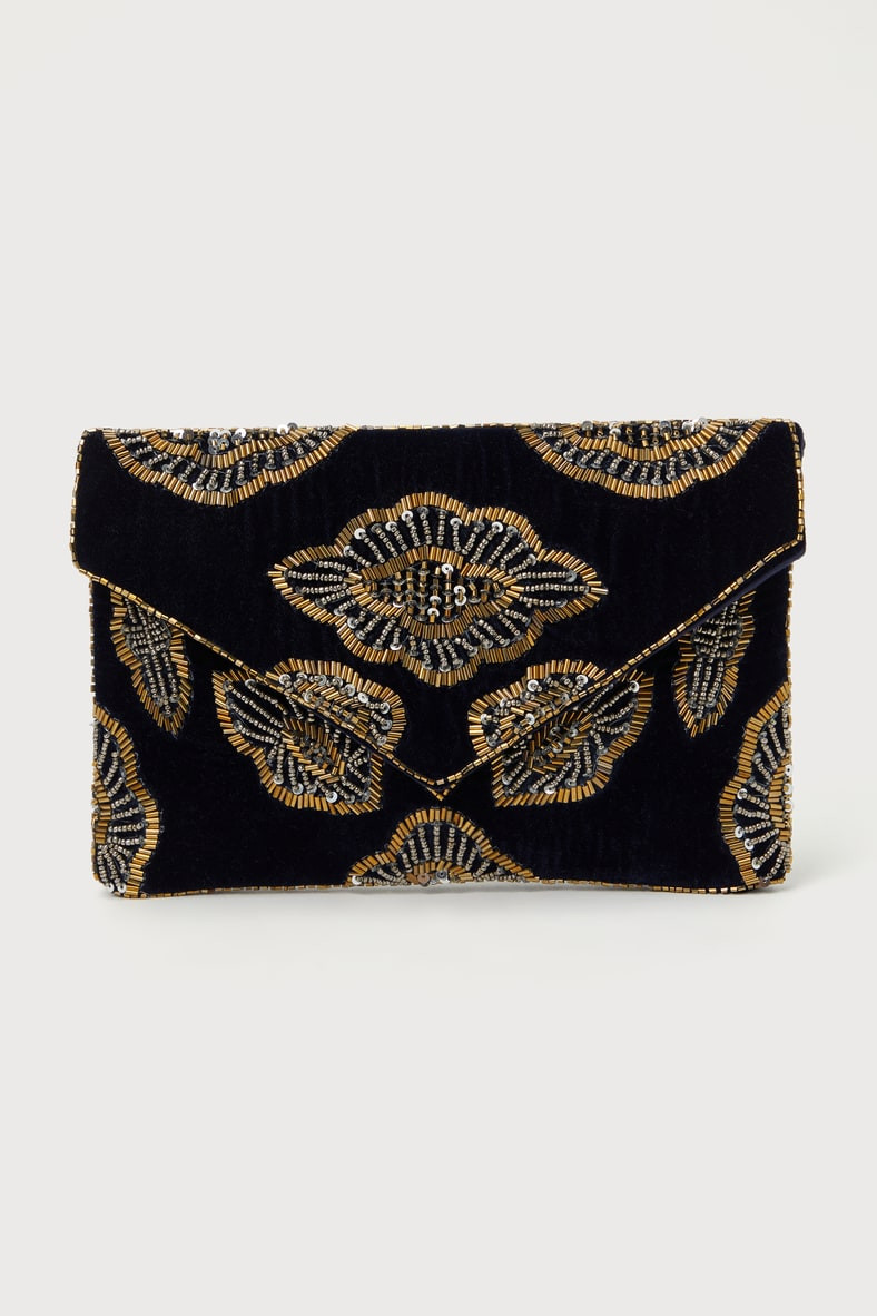 Impressive Radiance Navy Blue Velvet Beaded Sequin Clutch | Lulus