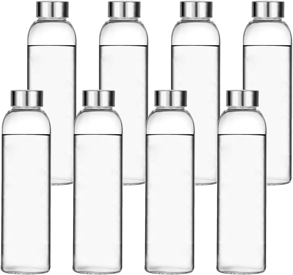 Encheng Glass Water Bottles, Glass Beverage Bottles 16oz,Drinking Bottles with Leakproof Stainles... | Amazon (US)