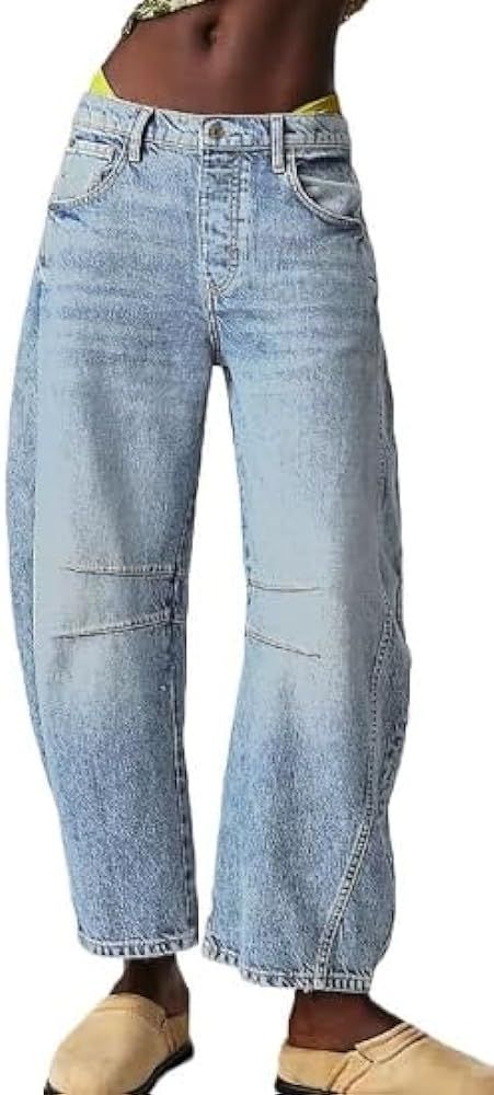 Women's Baggy Boyfriend Jeans Mid Rise Barrel Jeans for Women Wide Leg Mid Waist Loose Y2k Croppe... | Amazon (US)