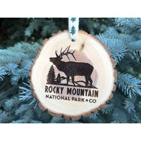 Wooden Christmas Ornament Rocky Mountain National Park, Yellowstone, Yosemite, Wood Slice, Personalized, Hiking, Family Reunion, Souvenir | Etsy (US)