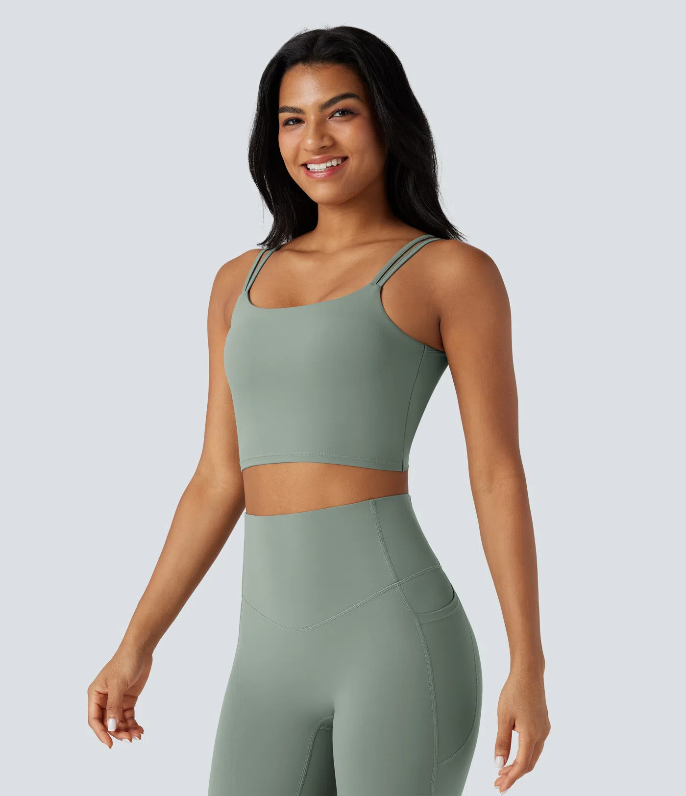 Women’s Halara UltraSculpt™ Double Straps Twisted Backless Cropped Yoga Tank Top - Halara | HALARA