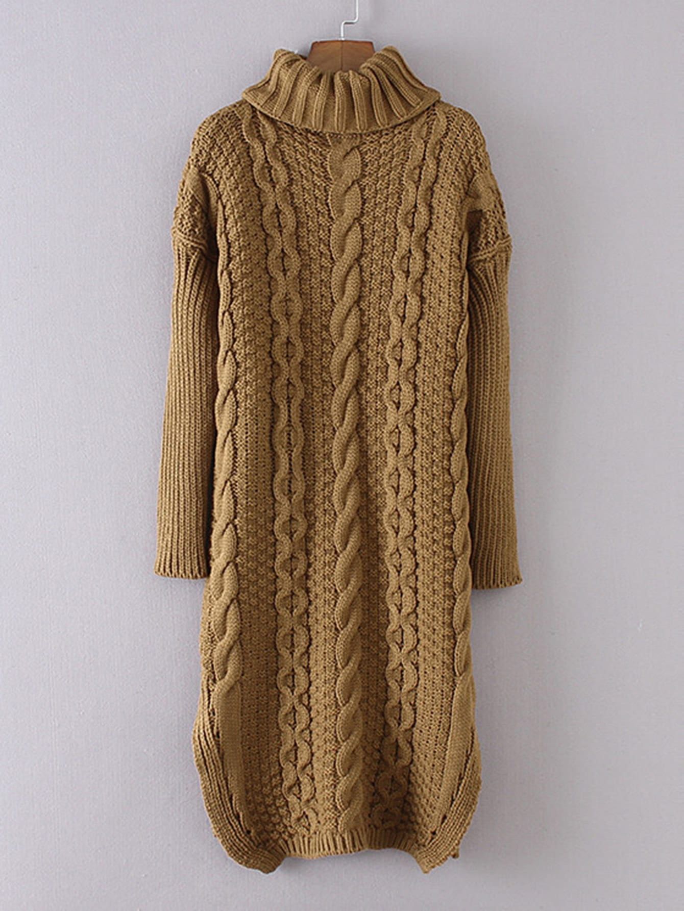 Cable-knit Turtleneck Sweater Dress | ROMWE