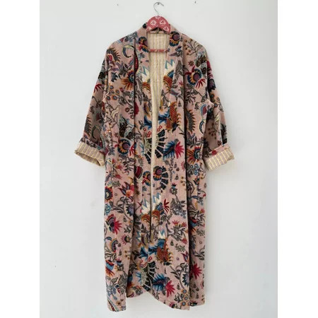 Cotton Velvet Long Jacket Handmade Kimono Bathrobe For Women | Walmart (US)