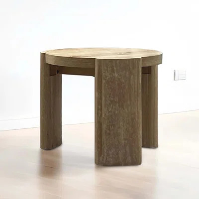 Round End Table Contemporary Style Panel Base Rubberwood Structure | Wayfair North America
