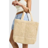 boohoo Women's Basic Lined Straw Beach Bag in Natural | Boohoo.com (UK & IE)