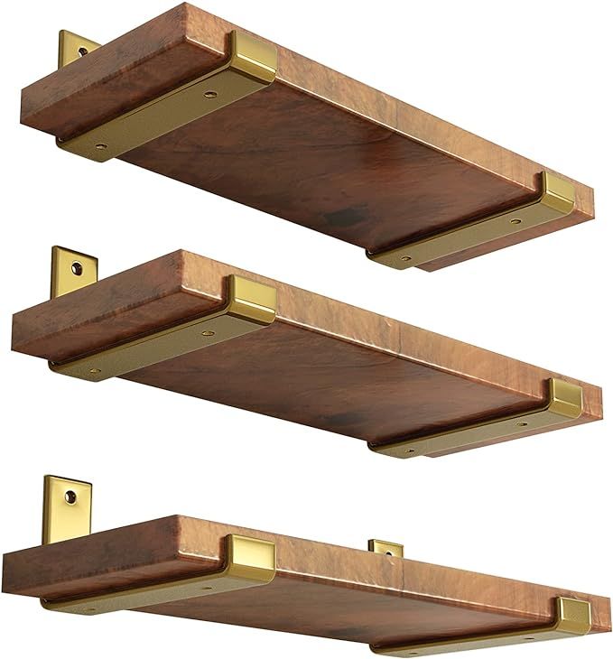 LEOPO 8 inch Shelf Bracket for DIY Floating Shelf, 1/5 inch Thick Heavy Duty Bracket, 6 Pack, Gol... | Amazon (US)