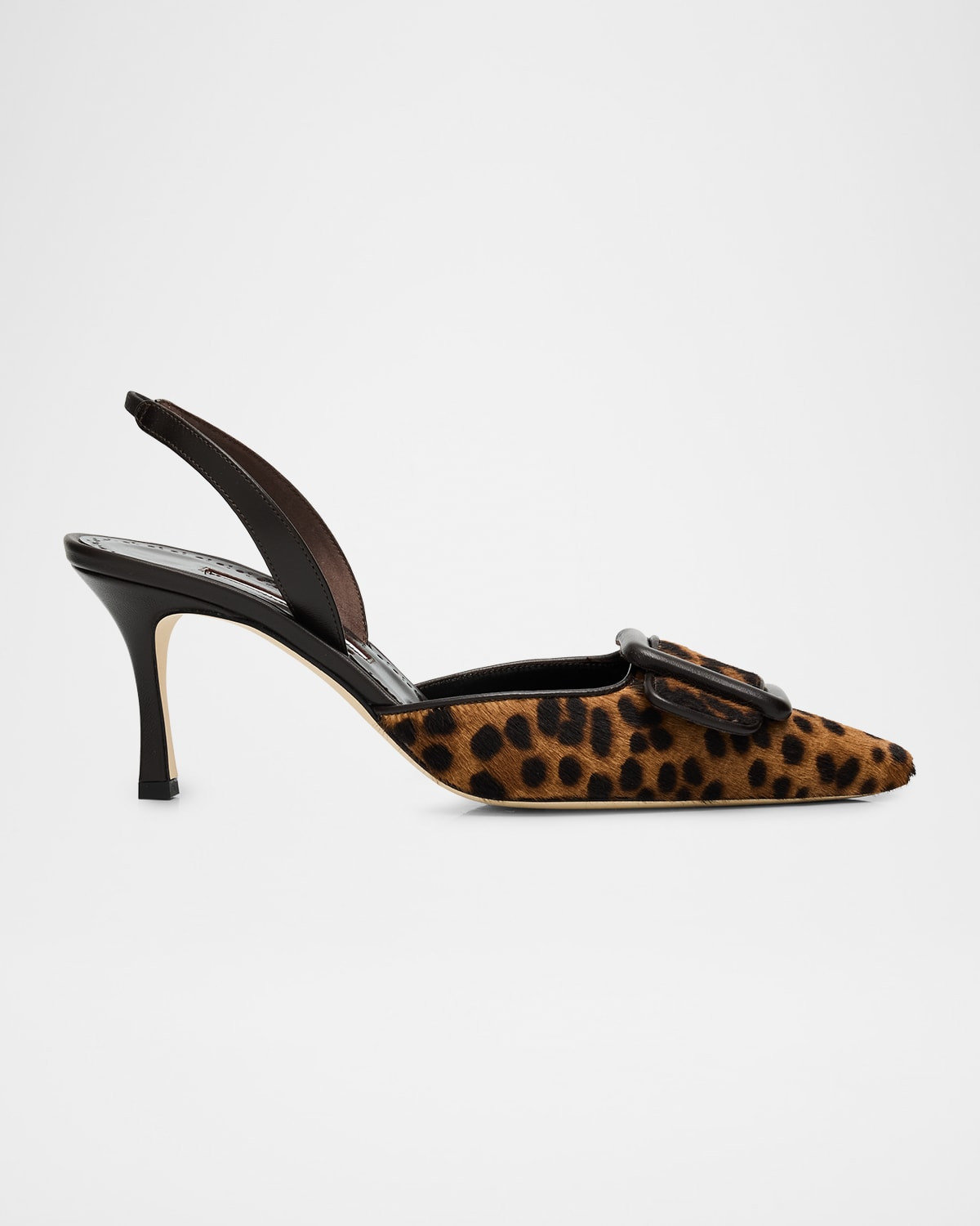 70mm Mayslibi Leopard Calf Hair Slingback Buckle Pumps | Neiman Marcus