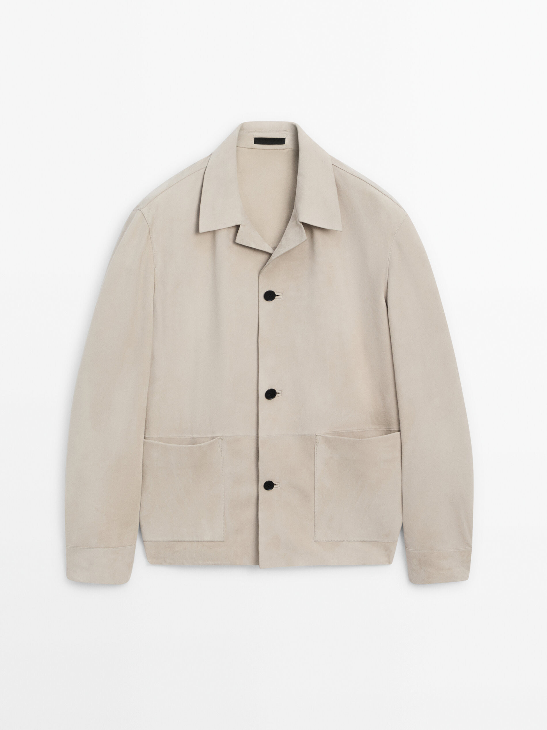 Suede leather overshirt with pockets - Studio | Massimo Dutti US