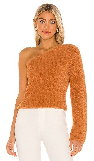 Fuzzy One Shoulder Sweater in Apricot | Revolve Clothing (Global)