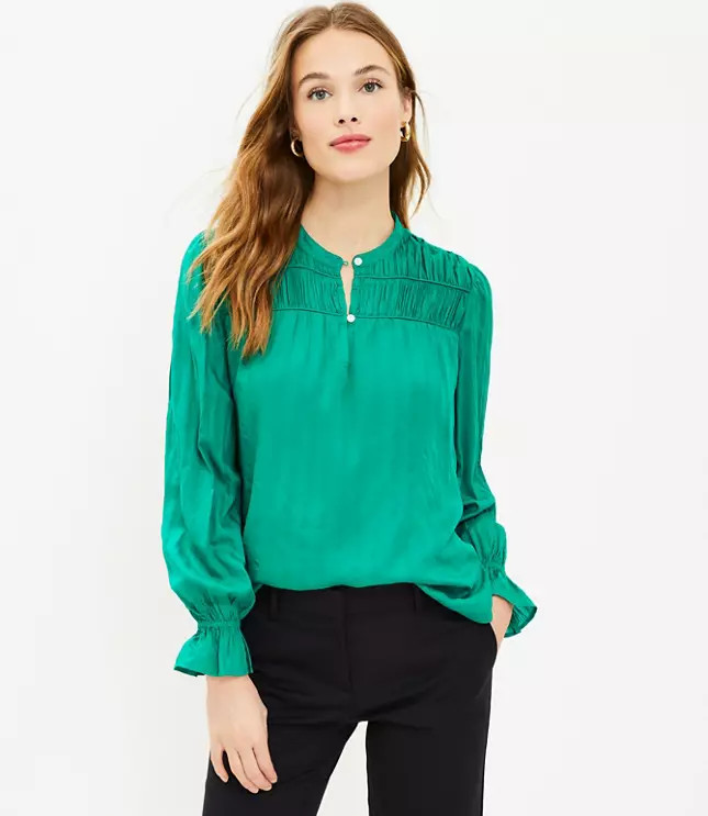 Shirred Yoke Blouse | LOFT