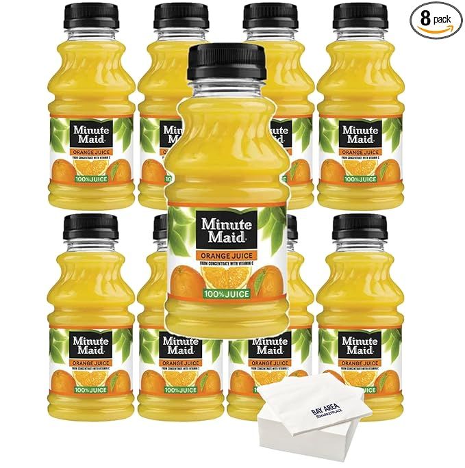 Minute Maid Fruit Juice, 10oz Bottles, Pack of 8 (Orange Juice) with Bay Area Marketplace Napkins | Amazon (US)