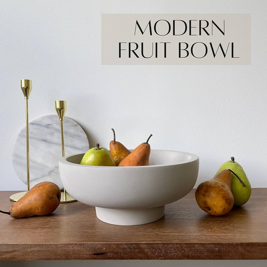 OAKOA Concrete Fruit Bowl for Kitchen Counter - Large Decorative Bowl for Home Decor - Modern Ped... | Amazon (US)