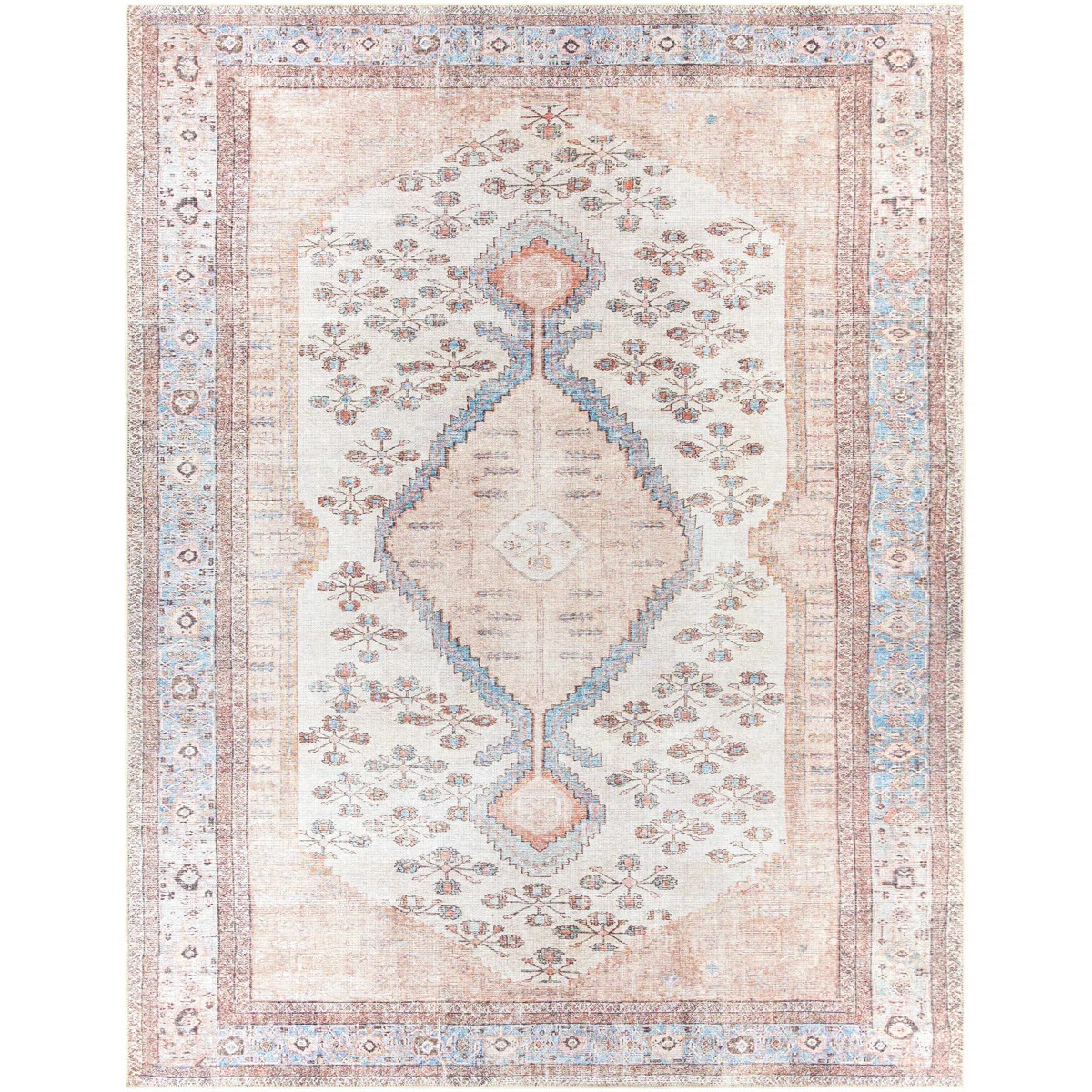 Caoimhe Machine Washable Oriental Blush/Light Gray Area Rug | Wayfair North America