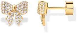 PAVOI 14K Gold Plated Dainty Flat Back Earrings for Women - Hypoallergenic Sterling Silver Posts ... | Amazon (US)