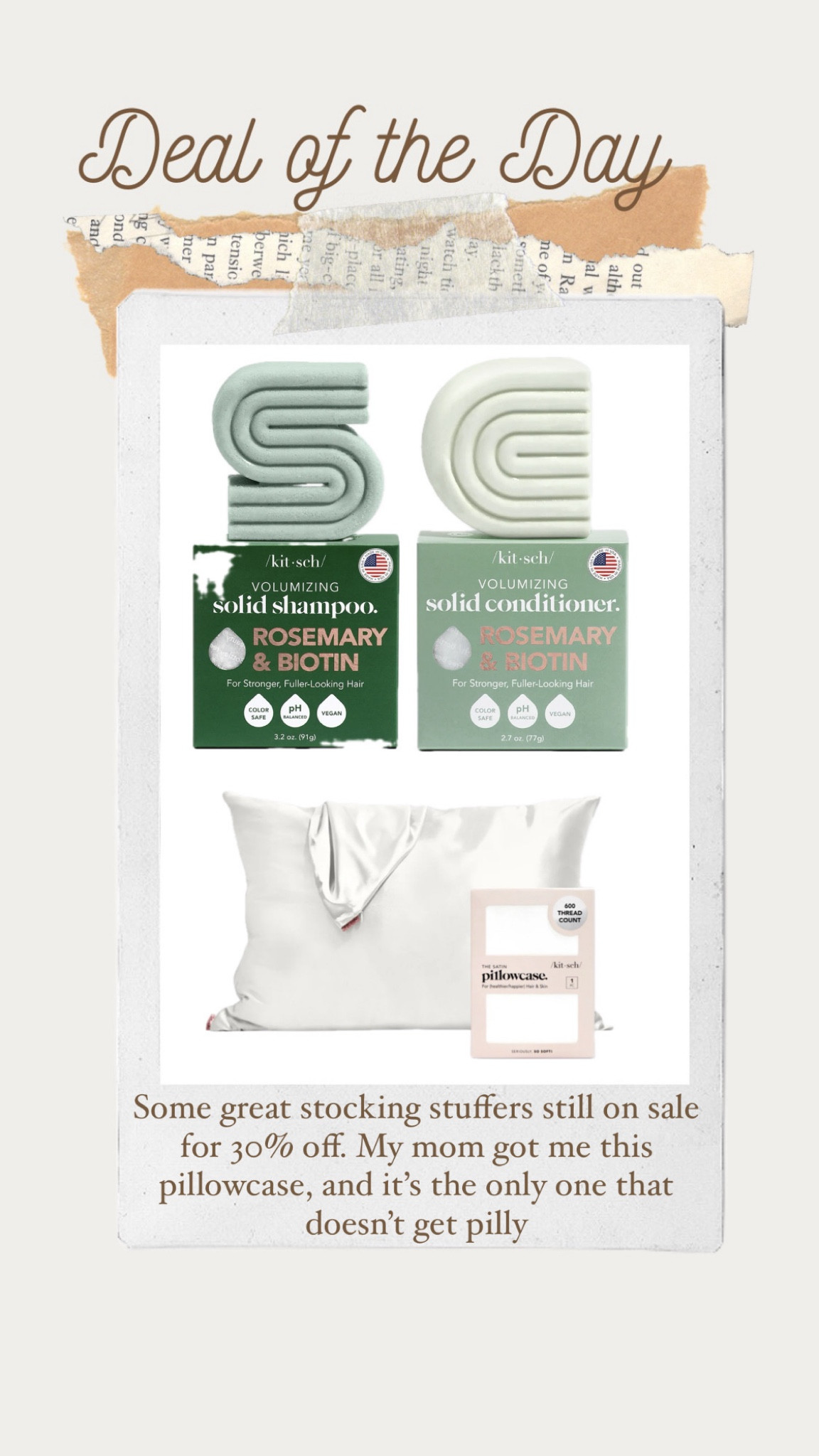 Stocking stuffers my kitsch satin pillowcase solid shampoo bar rosemary and biotin Volumizing shampooo

#LTKGiftGuide #LTKHome #LTKSaleAlert