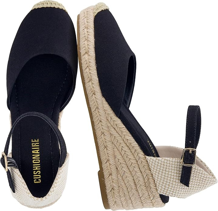 CUSHIONAIRE Elche Closed Toe Wedge Sandals for Women, Platform Espadrilles Heels With Adjustable ... | Amazon (US)