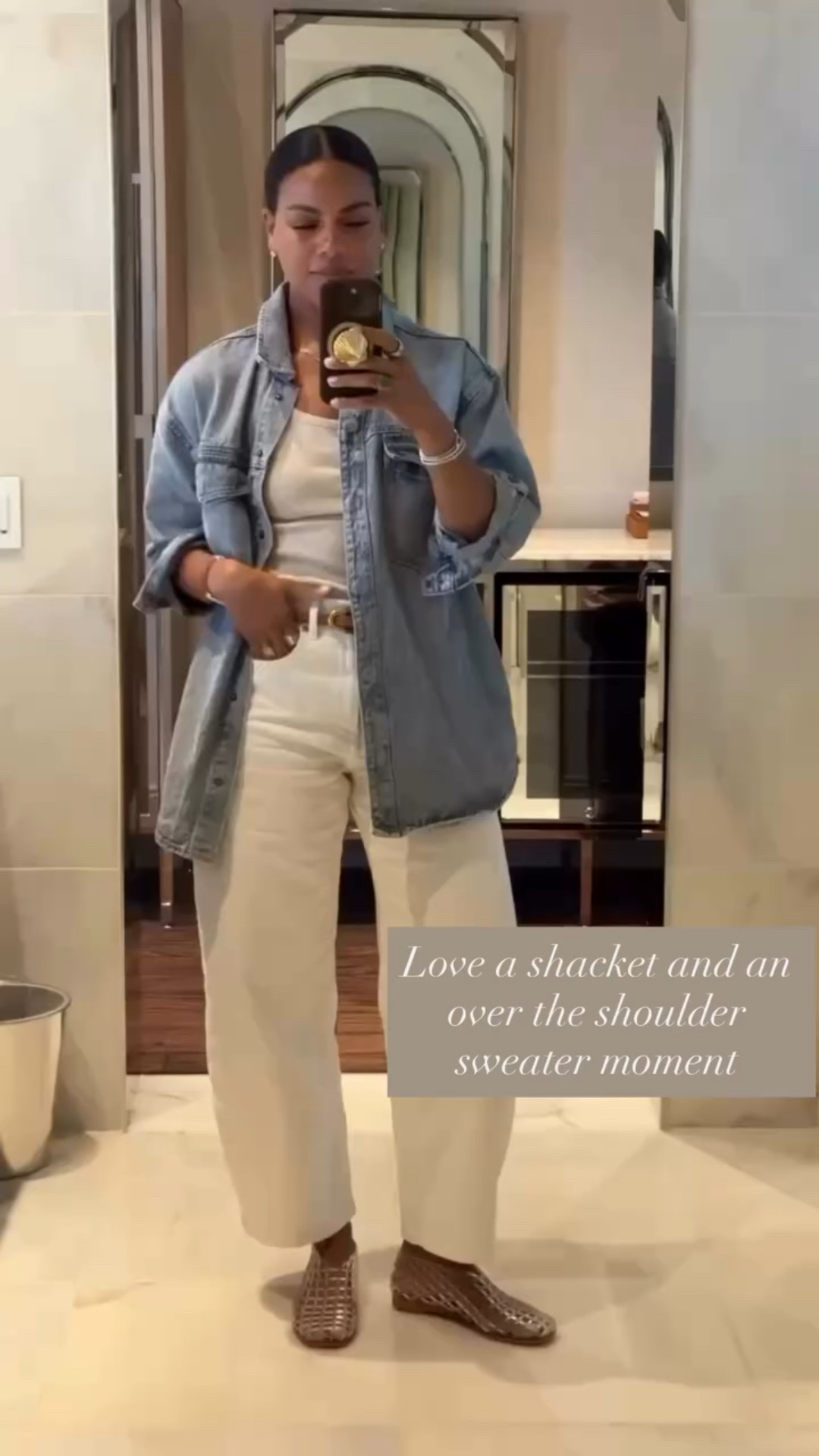 Love a shacket and an over the shoulder sweater moment! Outfit of the night 🤍

#LTKSeasonal #LTKStyleTip #LTKFindsUnder100