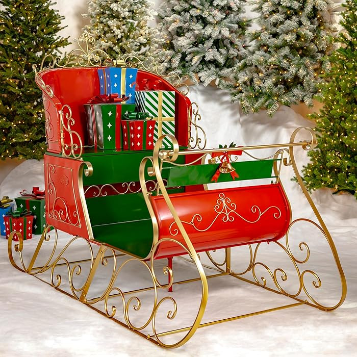 Zaer Ltd. 7.75 Ft. Long Elegant Metal Christmas Sleigh The Bethlehem | Amazon (US)