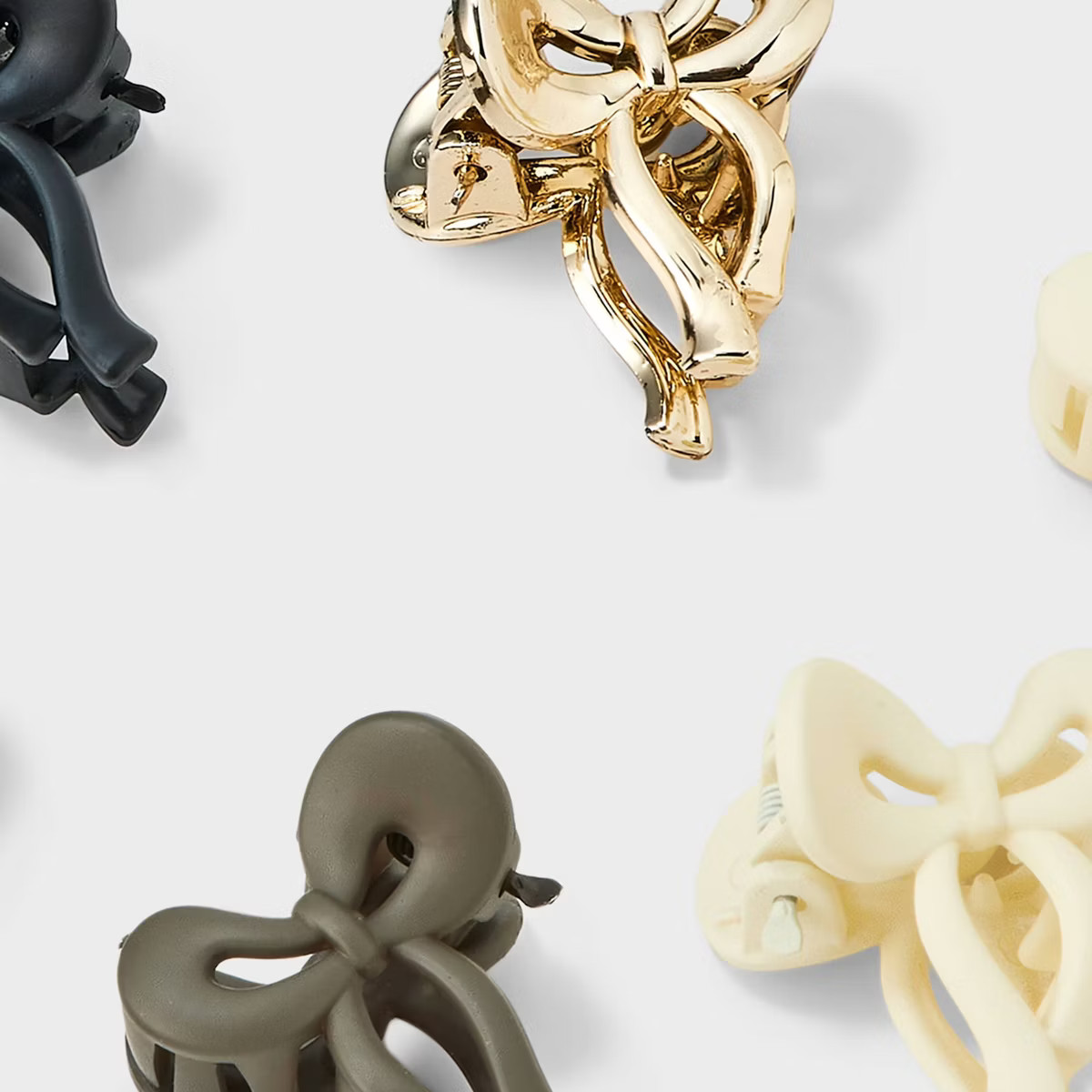 Mini Bow Claw Hair Clip Set 10pc - Wild Fable™ Cream/Black/Silver | Target