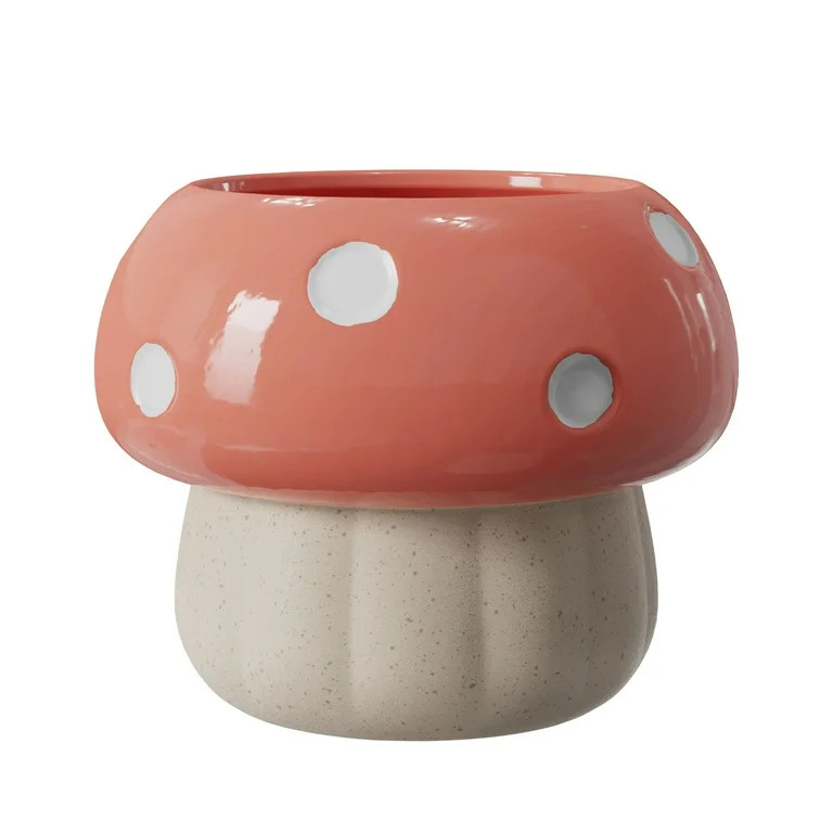 Mainstays 6.1" x 6.1" x 4.8" Ceramic Coral Peony Mushroom Planter | Walmart (US)