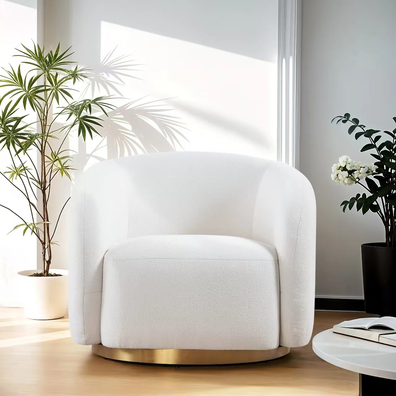 RELUXE HOME LLC Dove Upholstered Swivel Chair | Wayfair | Wayfair North America