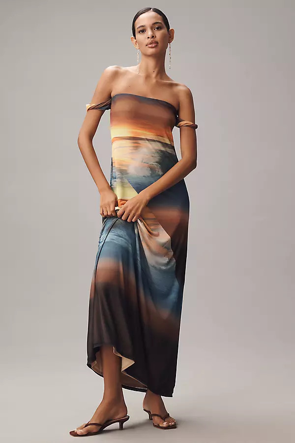AFRM Barot Mesh Off-The-Shoulder Maxi Dress | Anthropologie (US)