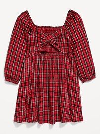 Long-Sleeve Smocked Plaid Fit & Flare Dress for Girls | Old Navy (US)