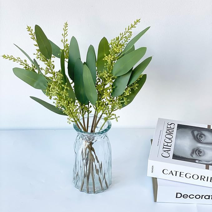 8 Pcs 15 inch Artificial Eucalyptus Leaves Real Touch Fake Spray Faux Latex Greenery Plants for I... | Amazon (US)