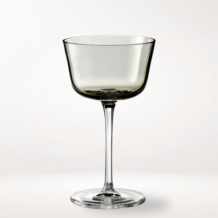 For cocktail aficionados this is the perfect size coupe and I love the smoky shade of olive.