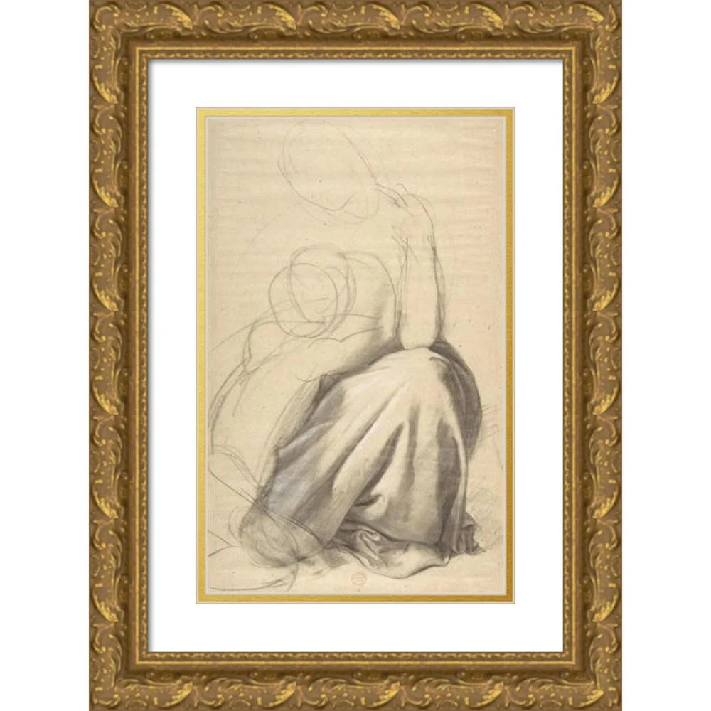 Romain Cazes 17x24 Gold Ornate Framed and Double Matted Museum Art Print Titled - Study of a Woma... | Walmart (US)