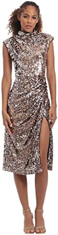 Donna Morgan Womens Sequin Mock Neck Midi Dress with Slit | Amazon (US)