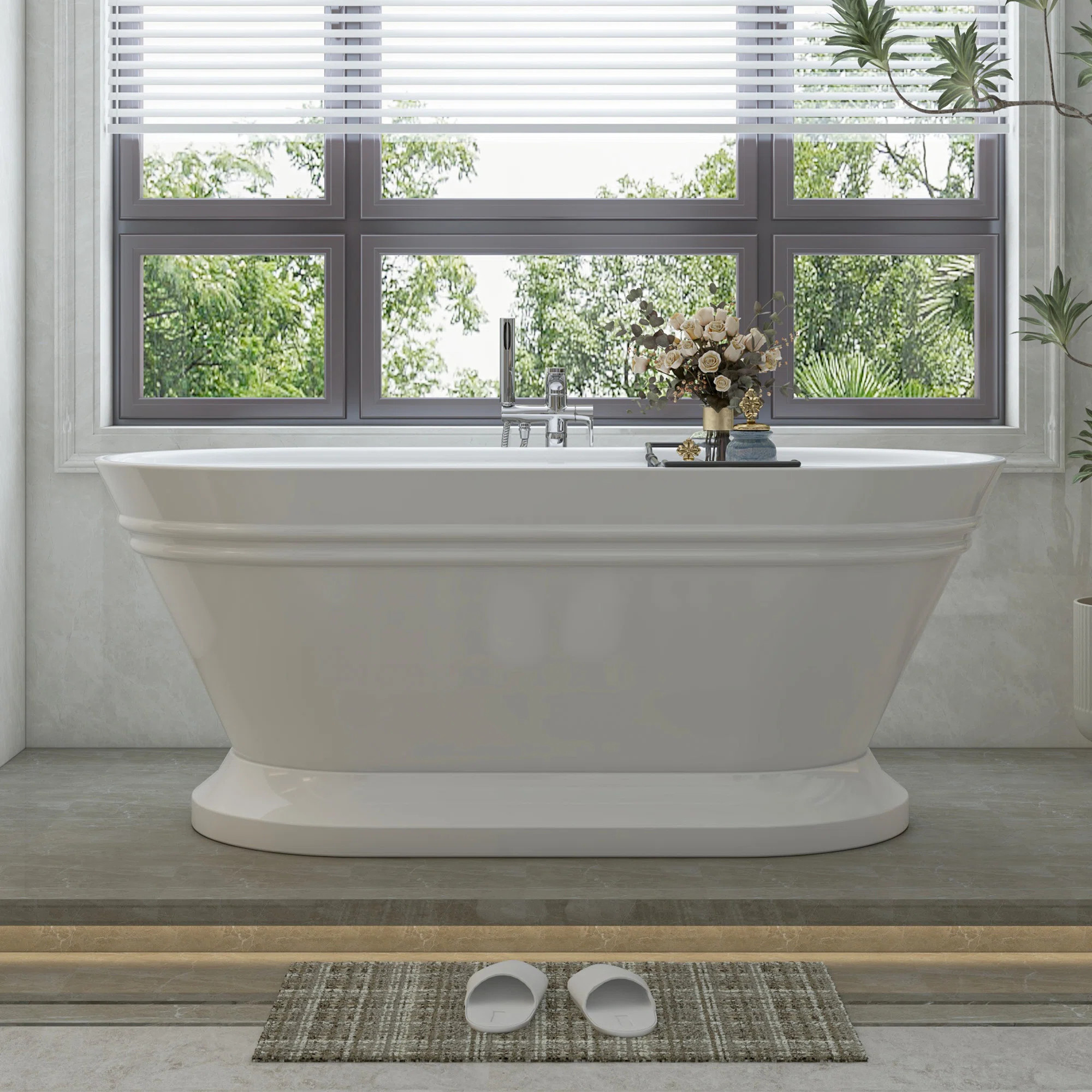 59" x 30" Freestanding Soaking Acrylic Bathtub VA6610-S-BN | Wayfair North America