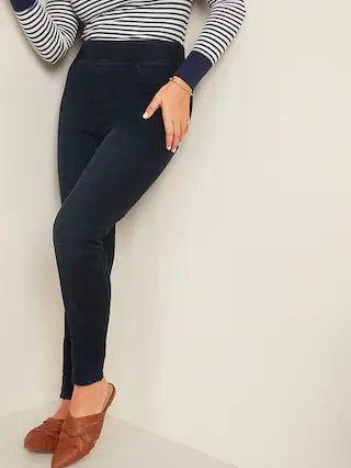 Mid-Rise Rockstar Super Skinny Dark-Wash Pull-On Jeggings for Women | Old Navy (CA)