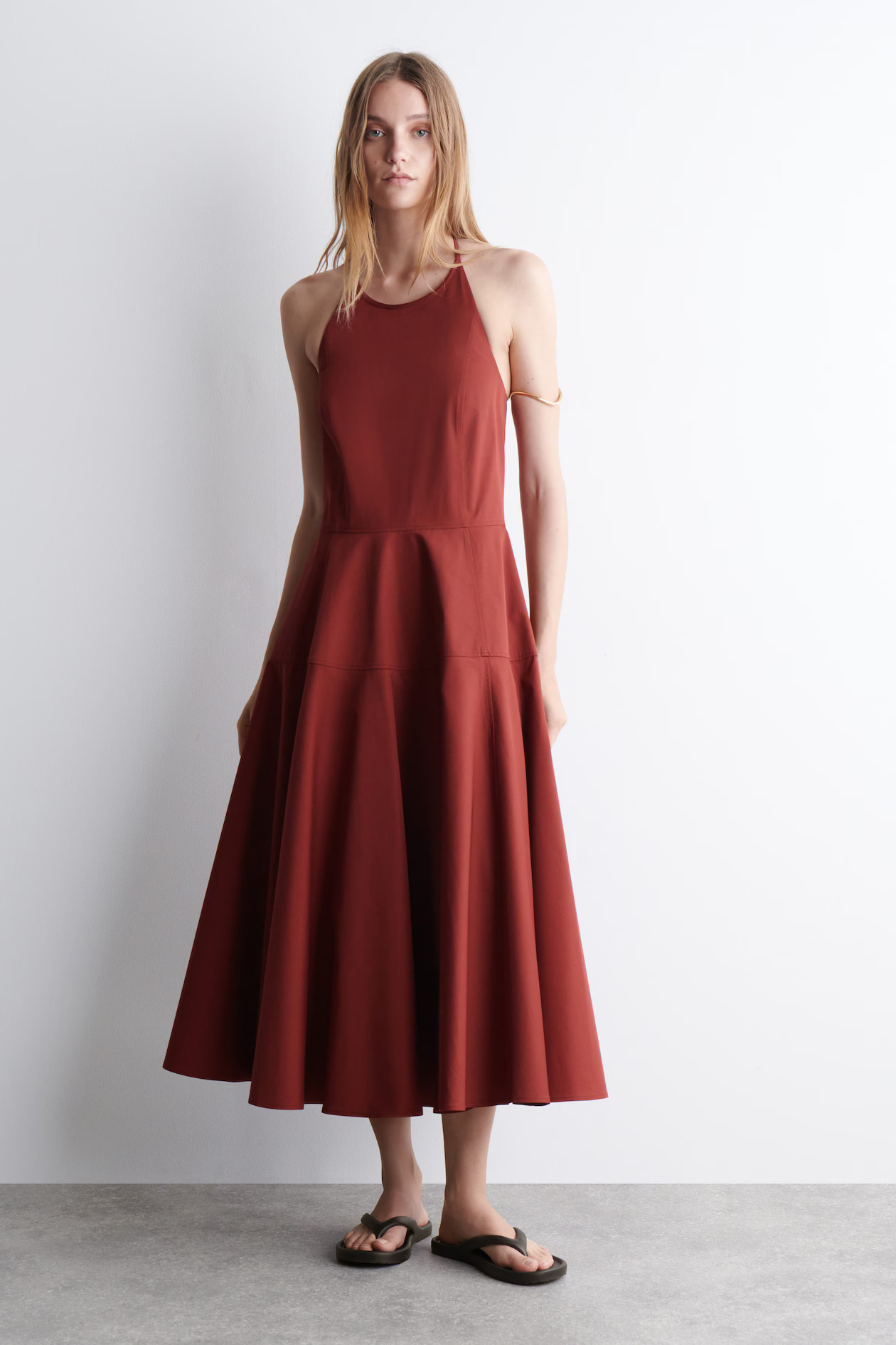 PIMA COTTON HALTERNECK DRESS - RED | COS | COS UK