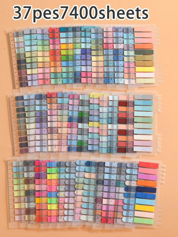 37pcs Fluorescent Morandi Color Index Tabs, 200 Sheets/Pack, Total 7400 Sheets Transparent Waterp... | SHEIN