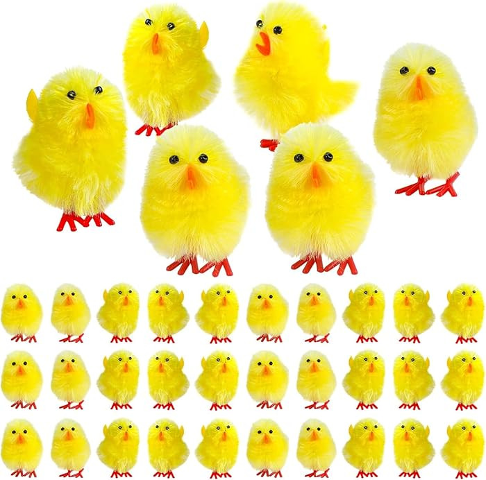 KIMOBER 36pcs Mini Chicks Easter Chenille Chicks,1.4 Inches Small Yellow Soft Fluffy Chicks Plush... | Amazon (US)