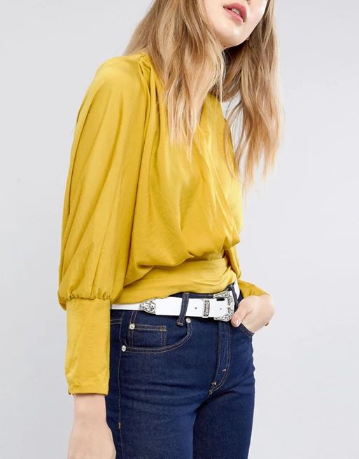ASOS Leather Western Tip Waist and Hip Belt in White | ASOS US