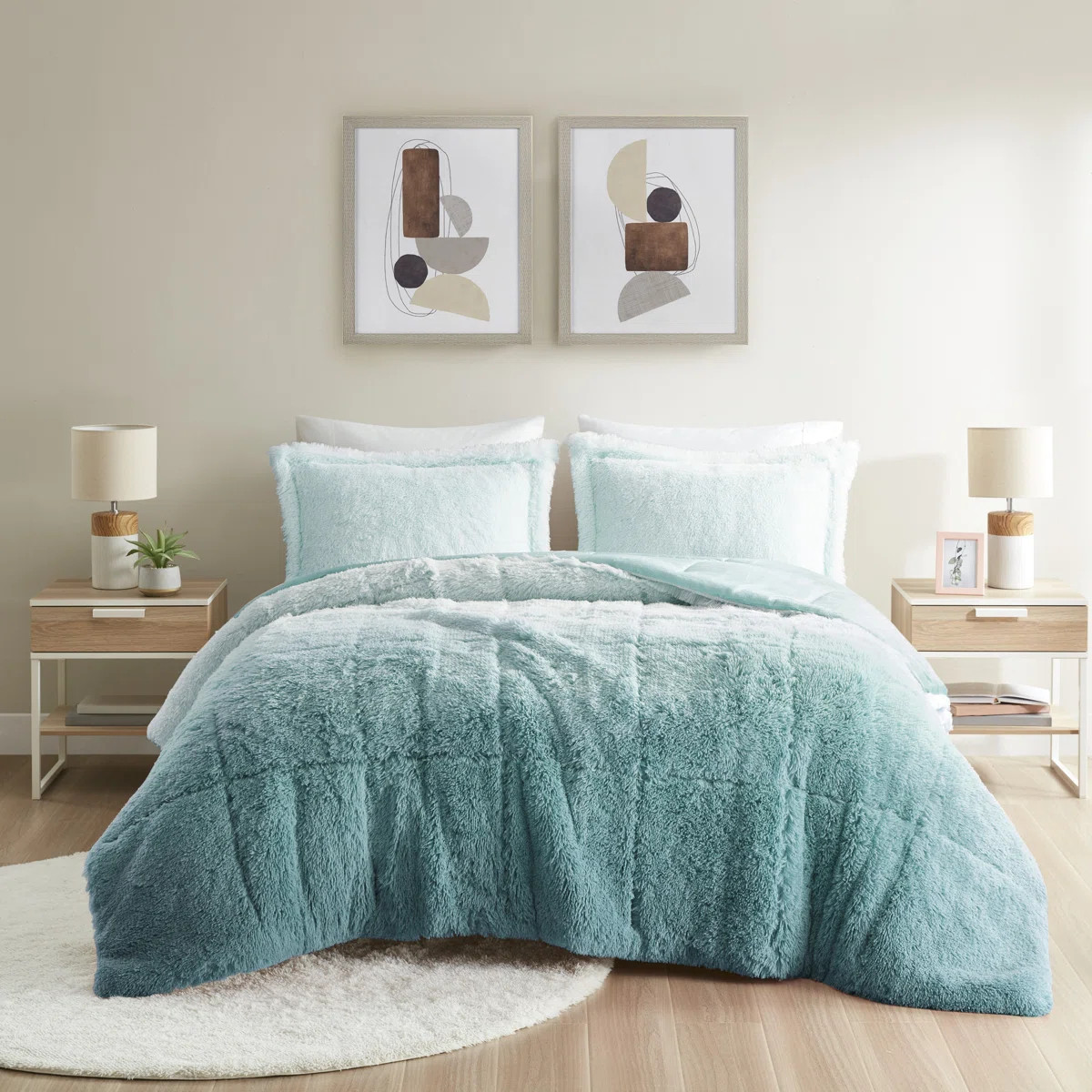 Brielle Shaggy Faux Fur Comforter Set with Faux Mink Reverse | Wayfair North America