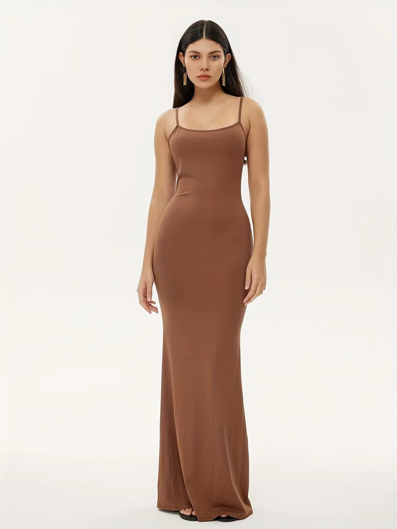 Square Neck Spaghetti Strap Long Dress, Sexy Slim Waist Summer Bodycon Maxi Dresses, Women's Clot... | Temu Affiliate Program