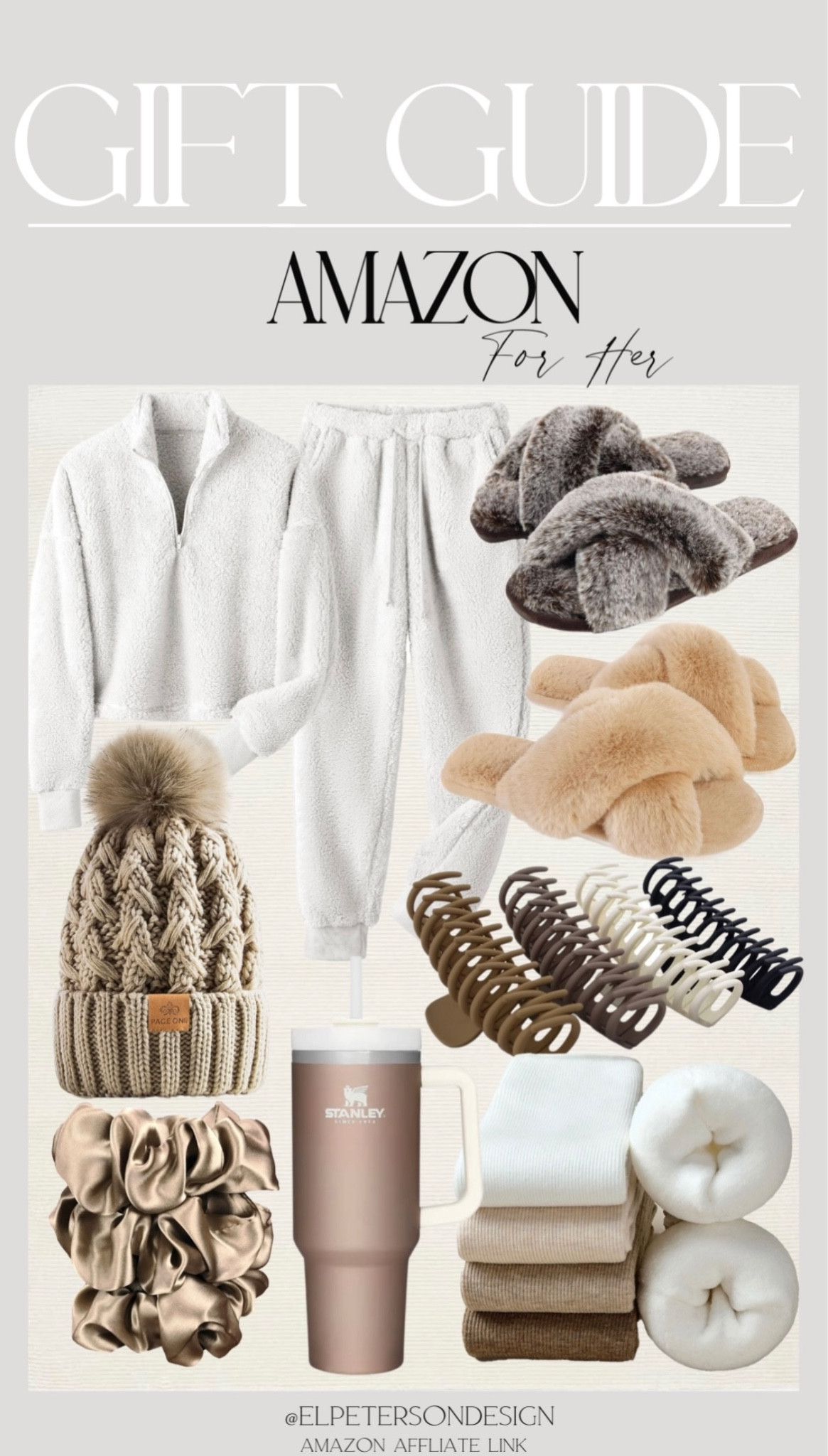 Loungewear 
Slippers
Claw clips
Beanie
Scrunchies
Stanley cup
Socks


#LTKHoliday