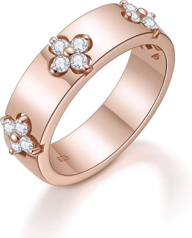 Women's Band Rings Best Gifts for Women with Premium Moissainte(D Color VVS1 Clarity 3EX Cut) S92... | Amazon (US)