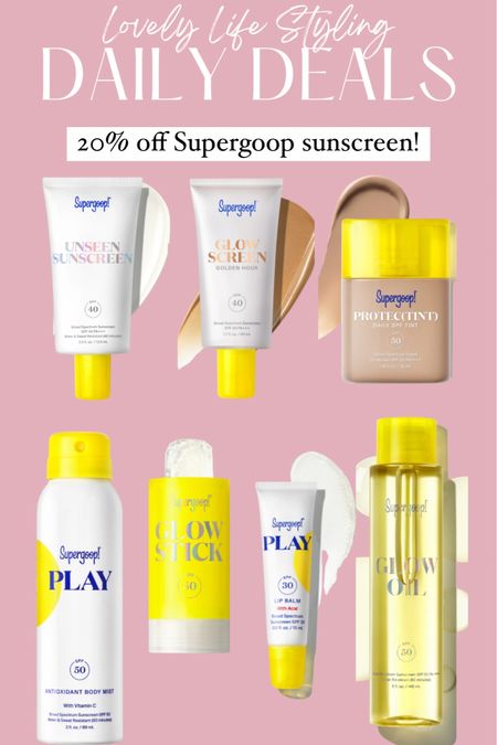 Supergoop friends and family sale! 20% off sitewide! 
Sunscreen 
SPF 
Summer beauty 


#LTKFindsUnder50 #LTKBeauty #LTKSaleAlert
