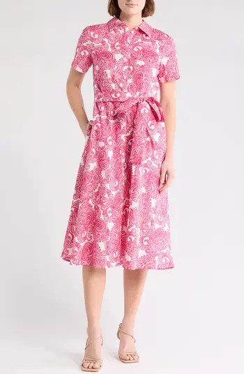 Tommy Hilfiger Paisley Cotton Midi Shirtdress | Nordstromrack | Nordstrom Rack