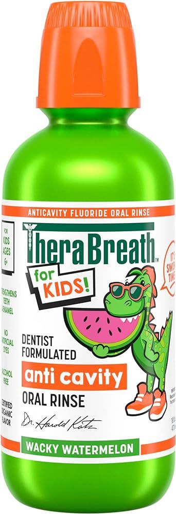 TheraBreath Kids Organic Wacky Watermelon Mouthwash with Fluoride, Anticavity, Dentist Formulated... | Amazon (US)
