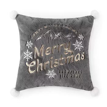 North Pole Trading Co. Merry Christmas Square Throw Pillow, Color: Grey - JCPenney | JCPenney