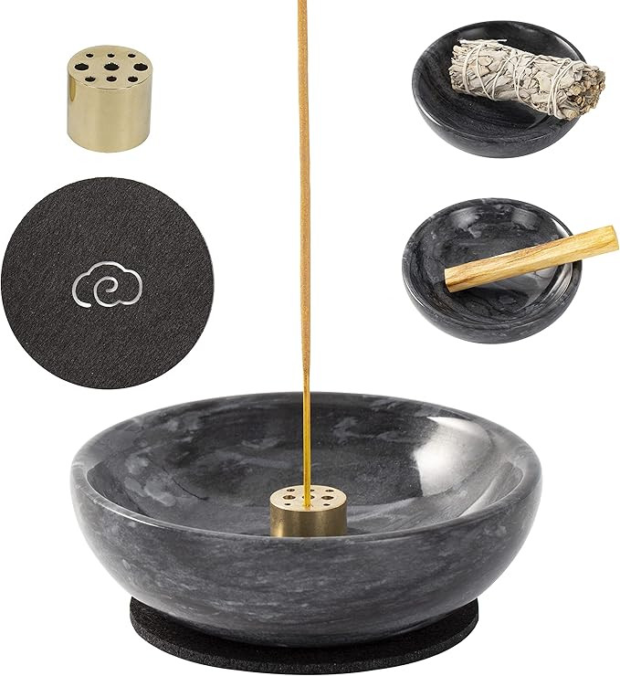 Incense Holder, Beautiful Natural Marble Incense Burner for Meditation, 9 Incense Holes Suitable ... | Amazon (US)