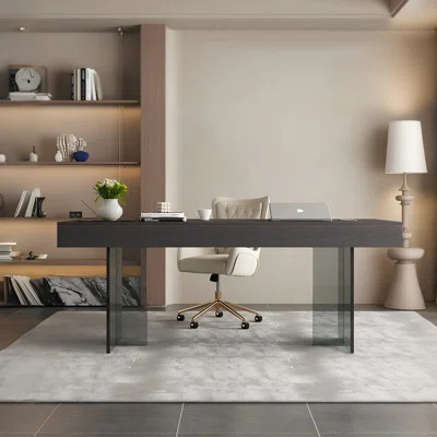 Brown Rectangle Solid Wood Multi-layer Board Writing Desk,3-drawer | Wayfair North America