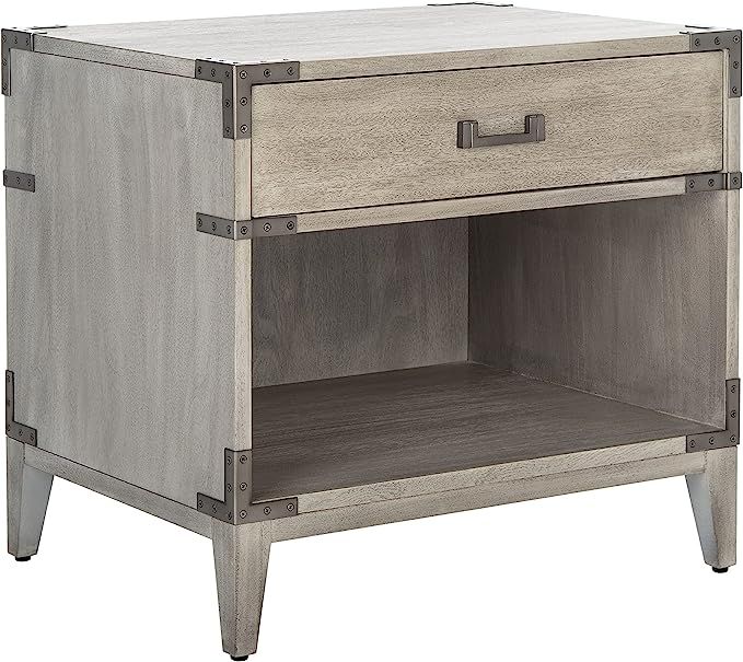 SAFAVIEH Light Grey Shelf (Fully Assembled) Couture Home Collection Nisha 1-Drawer Wood Nightstan... | Amazon (US)