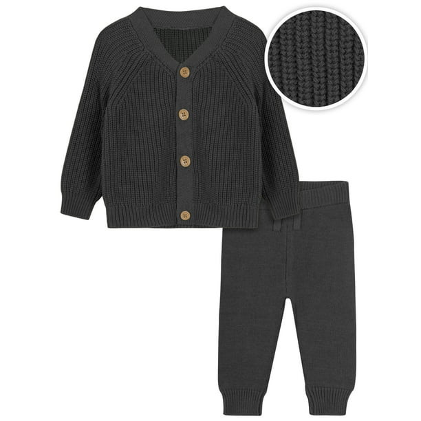 Modern Moments by Gerber Baby Boy or Girl Unisex Knit Cardigan Sweater & Jogger Outfit Set, 2 Pie... | Walmart (US)